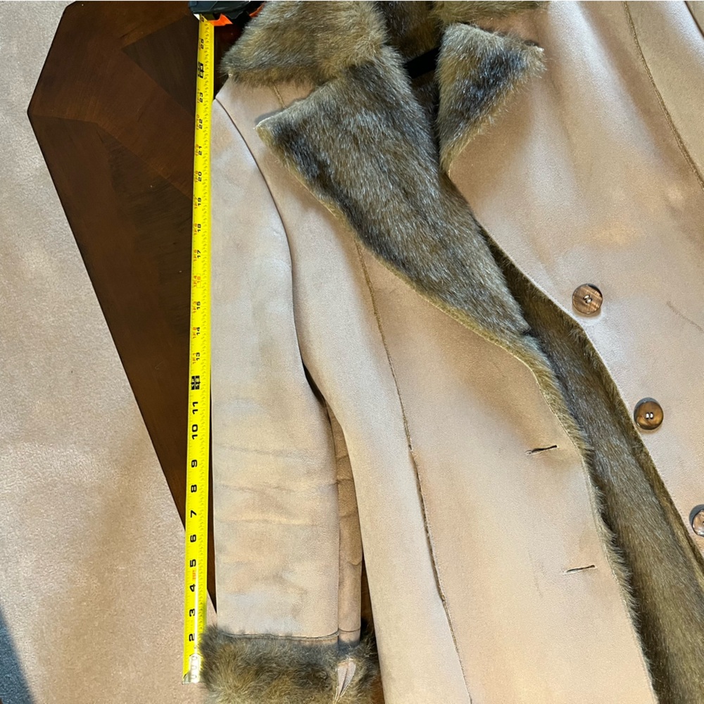 Brandon Thomas Mid-length Faux Suede Leather Faux Fur Lined Coat - Size S - Picture 12 of 13